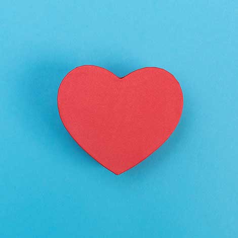 red heart on blue background