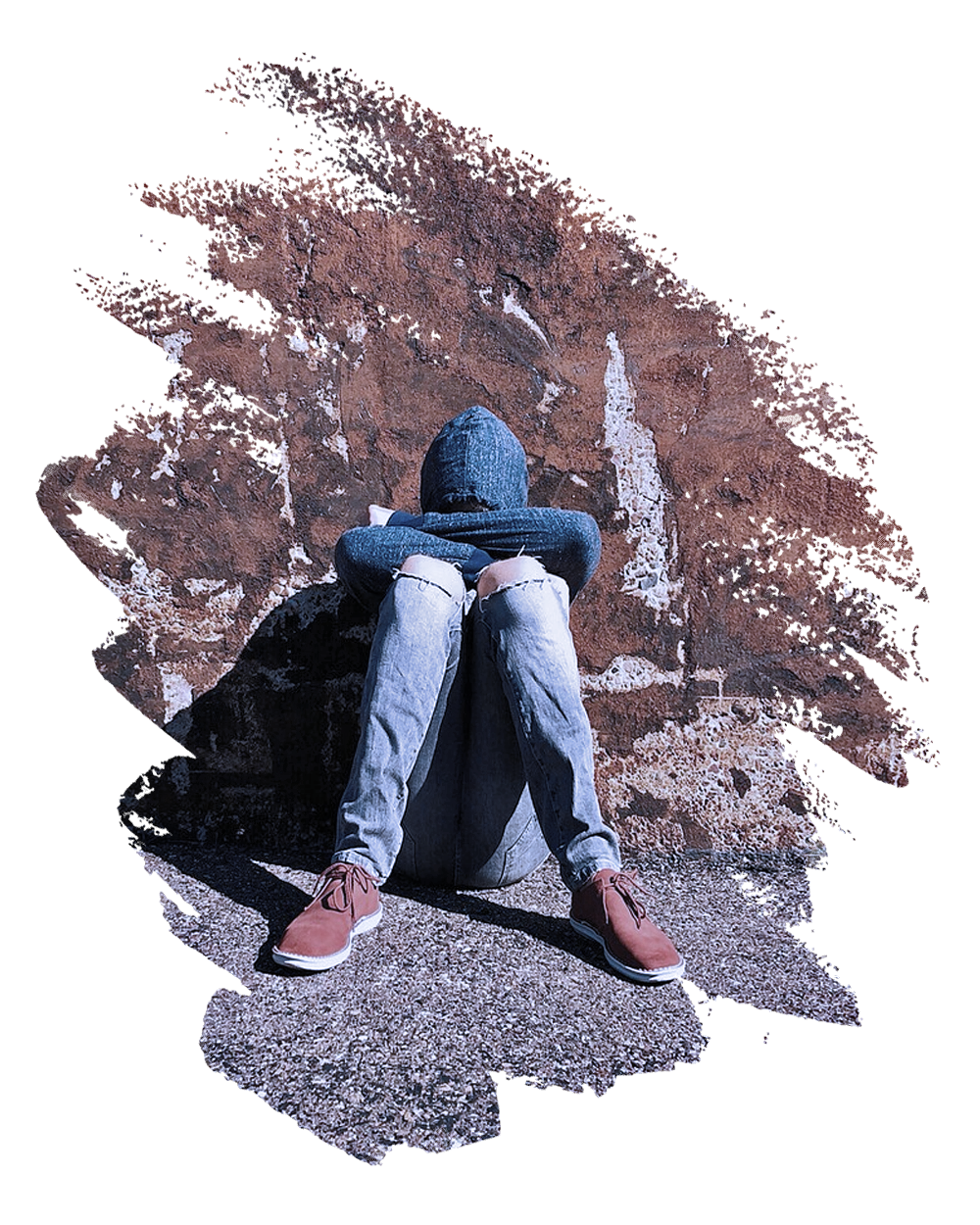 Overcoming foster care | THRU Project A boy sits against a wall with his head in his hands